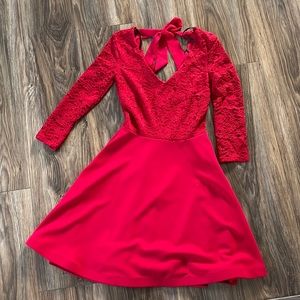 B. Darlin/Macy’s Red Lace Long Sleeve Dress - Size 1/2